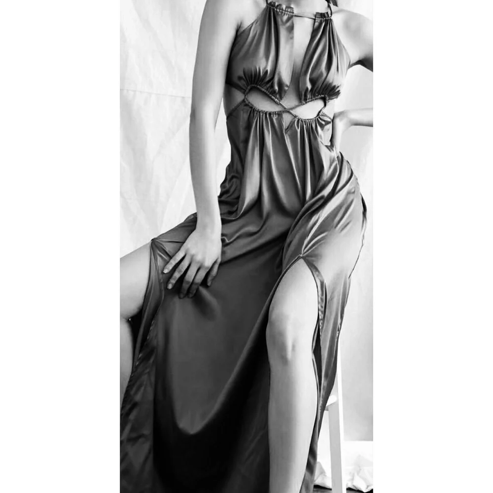 New With Tag Forever 21 Goddess Cut Out Black Maxi Vacation Wedding Dress - Picture 1 of 4